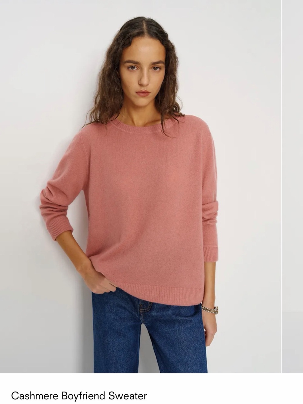 NWT Reformation Cashmere Boyfriend Sweater, Dried Rose, S